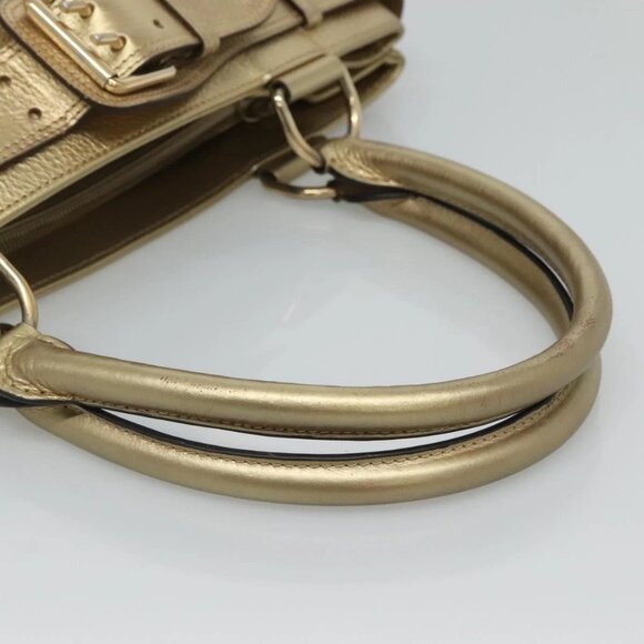 BURBERRY Nova Check Tote Bag PVC Beige Gold Auth 116135 - Picture 8 of 16